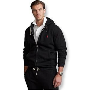 New Polo Ralph Lauren Classic Full Zip Black Fleece Hoodie
